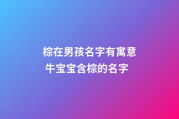 棕在男孩名字有寓意 牛宝宝含棕的名字